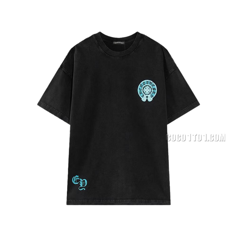 Chrome Hearts 2024 Spring/Summer New Horseshoe Cross Print Washed Short-Sleeve T-shirt