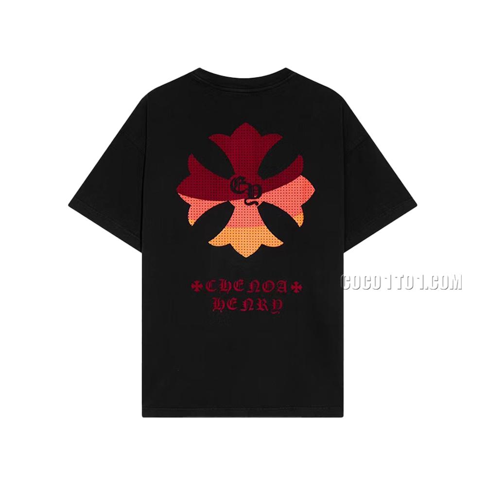 Chrome Hearts  Spring/Summer New Cross White Ink Flocked Print Washed Short-Sleeve T-shirt