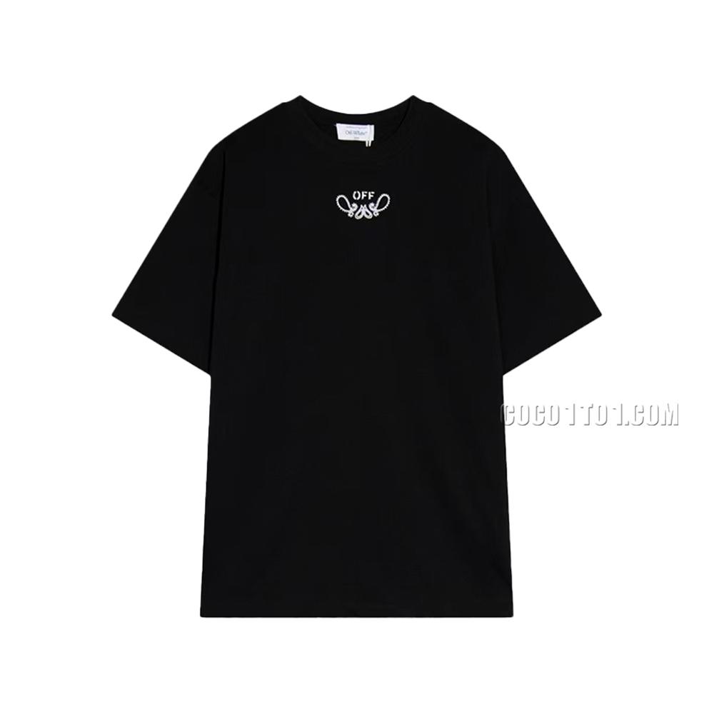 High-end Version OFF-WHITE 2024 Spring/Summer New Plants Bandana Square Embroidered Arrow Short Sleeve T-Shirt