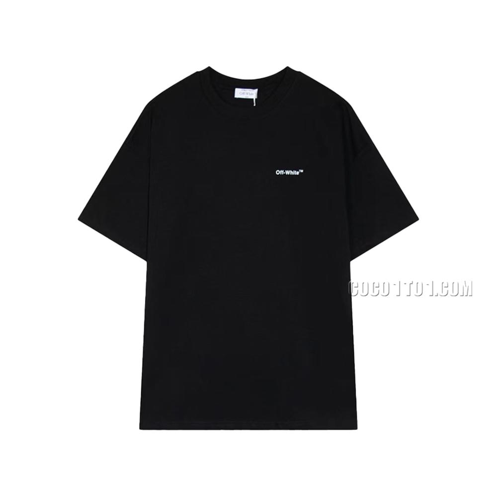 Off-White 2024 Spring/Summer New Arrow Short Sleeve T-Shirt, with Iconic Zebra Line Print on the Back