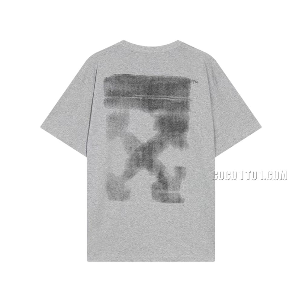 Off-White 2023 Spring/Summer New Painted Graffiti Arrow Short Sleeve T-Shirt, with Off-White Small Lettering on the Chest