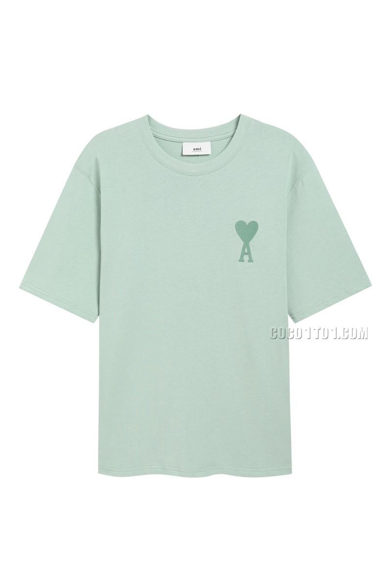 Ami Macaron Embroidered T Shirt Green