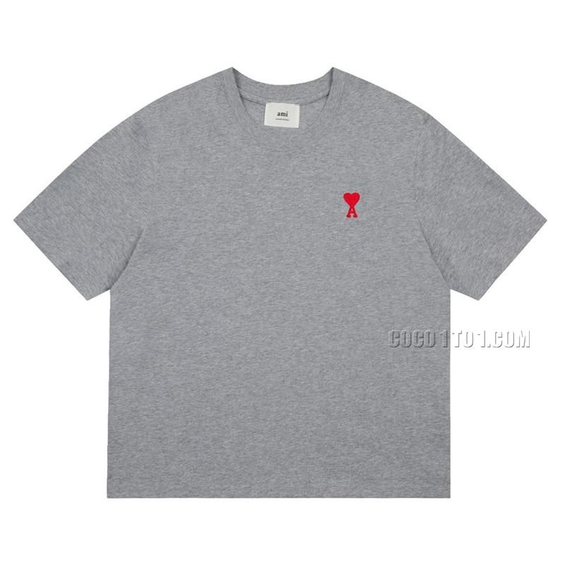 Ami Paris De Coeur 2023ss Spring T-Shirt Grey Red
