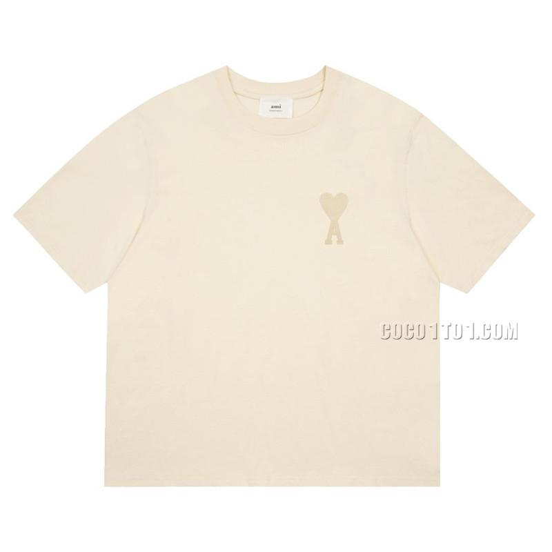 Ami Paris De Coeur 2023ss Spring T-Shirt Light Beige