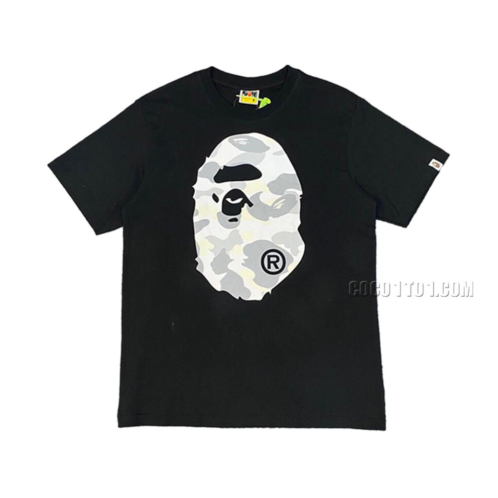 Bape Glow-in-the-Dark Camo Big Ape Head Letter Printed Short Sleeve T-shirt N42303