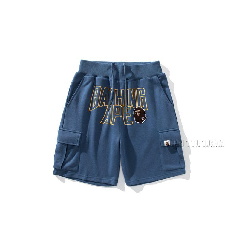 Bape Brand Embroidered Shorts with Lettered Patch Pocket