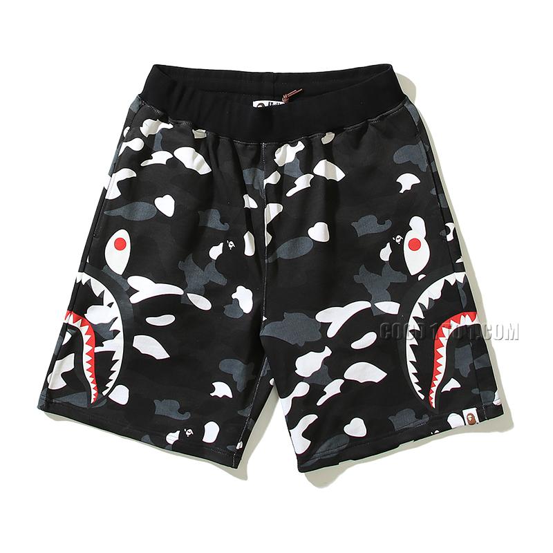 Bape Glow-in-the-dark Camouflage Shorts with Side Shark Mouth Print