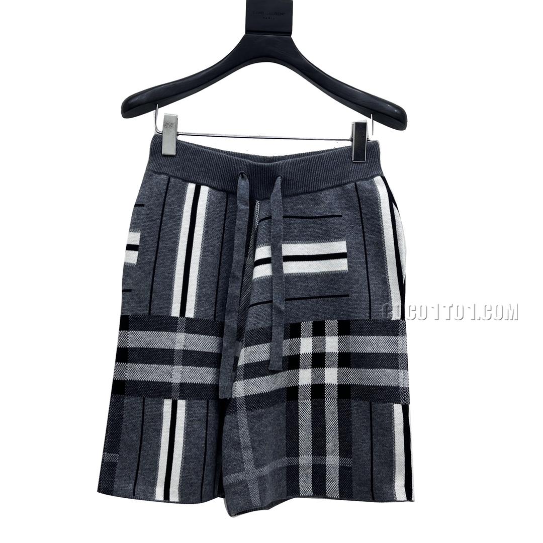 Burberry BBR SS Grey Striped Knit Wool Shorts