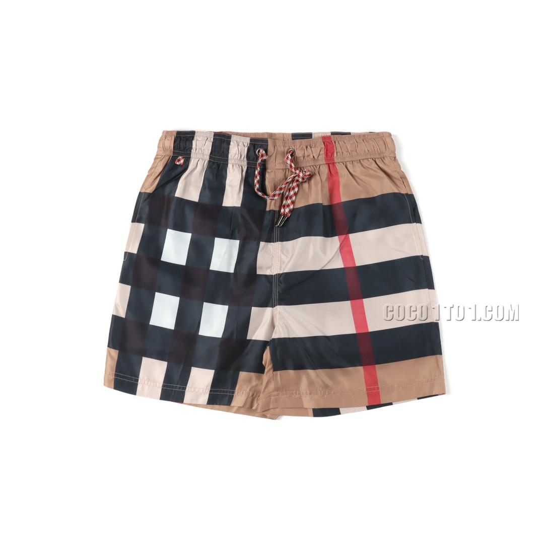 Burberry Striped Checkered Beach Shorts