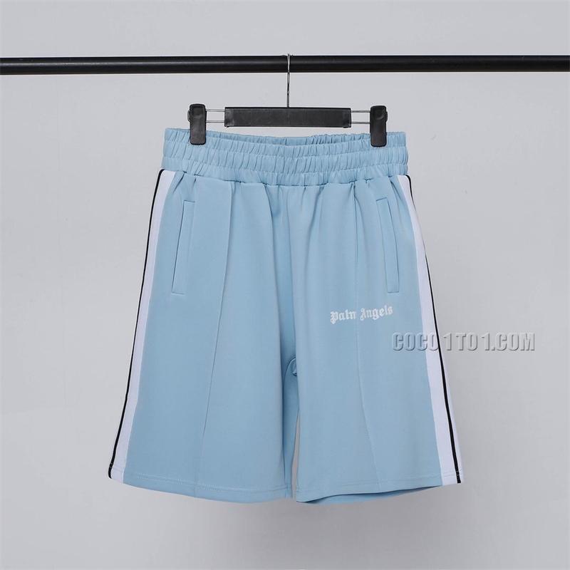 Palm Angels Sky Blue Striped Side Webbing Retro Casual Shorts