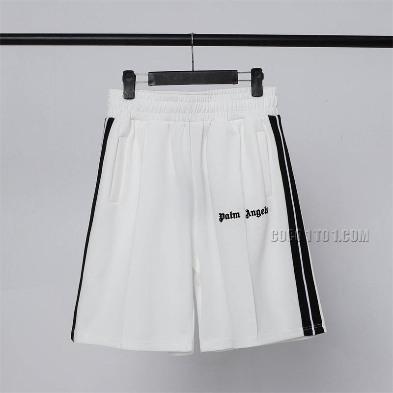 Palm Angels White Striped Side Webbing Retro Casual Shorts