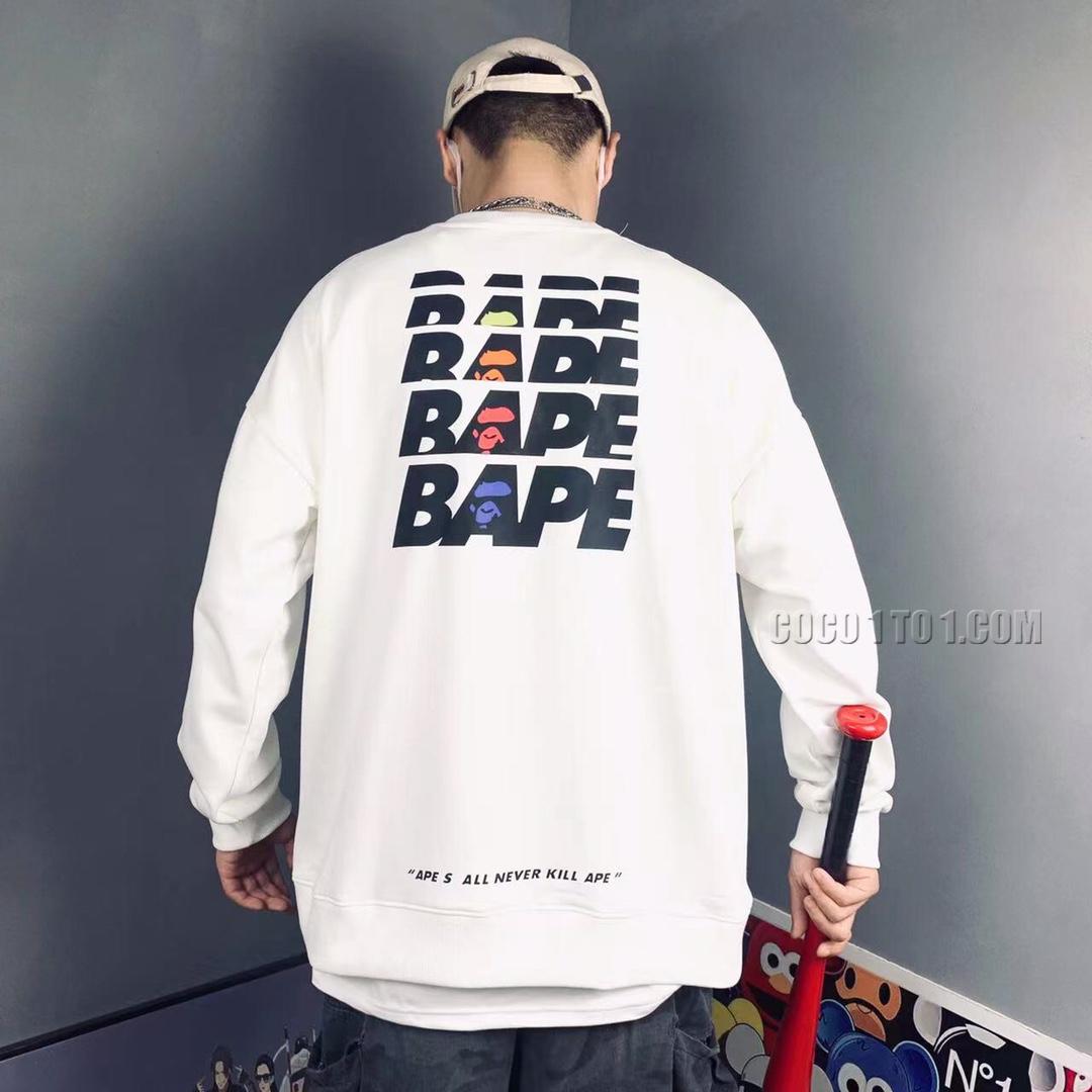 Bape English Camouflage Printed Loop Knit Round Neck Sweatshirt