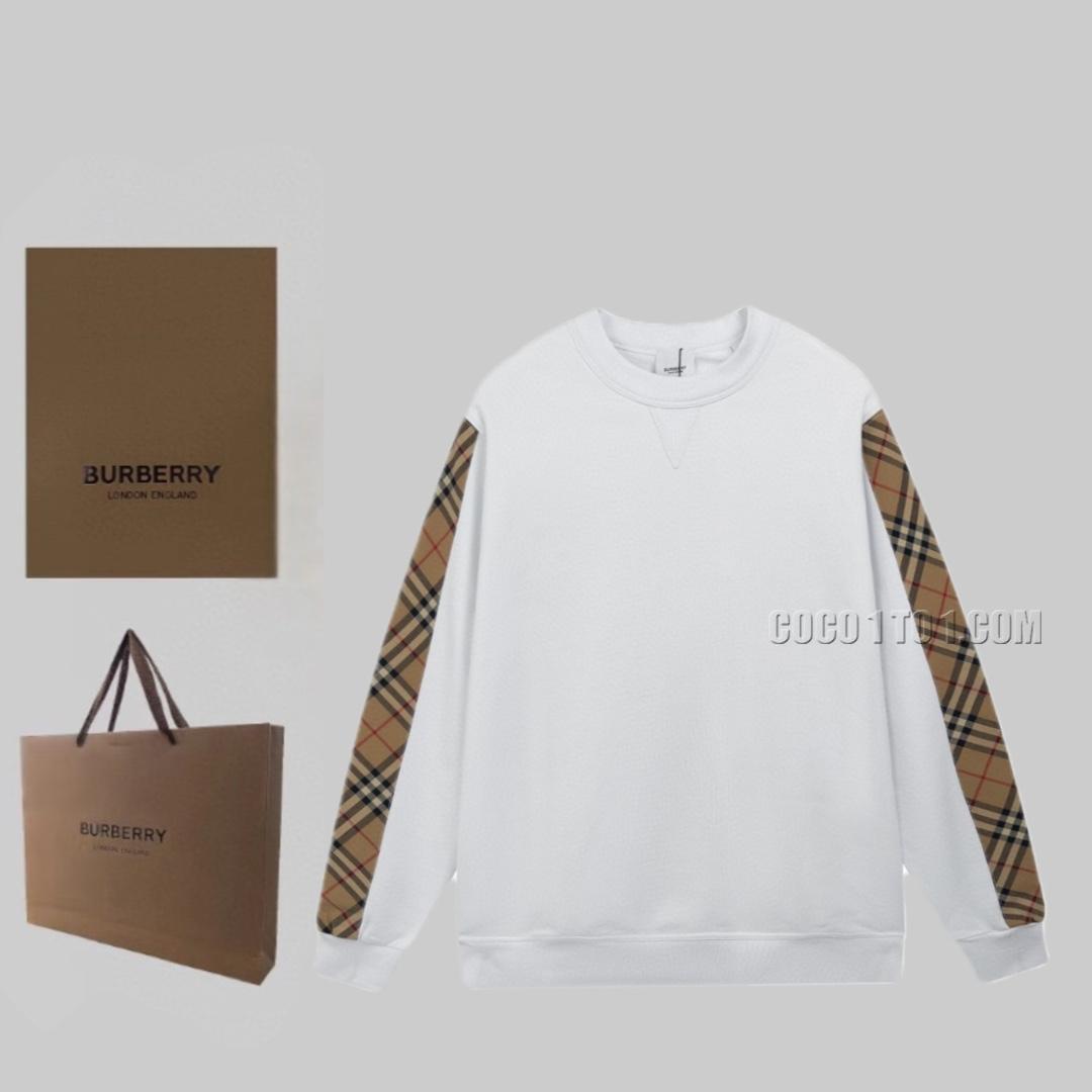 Burberry Check Embellished Cotton Blend Patchwork Round Neck Sweatshirt