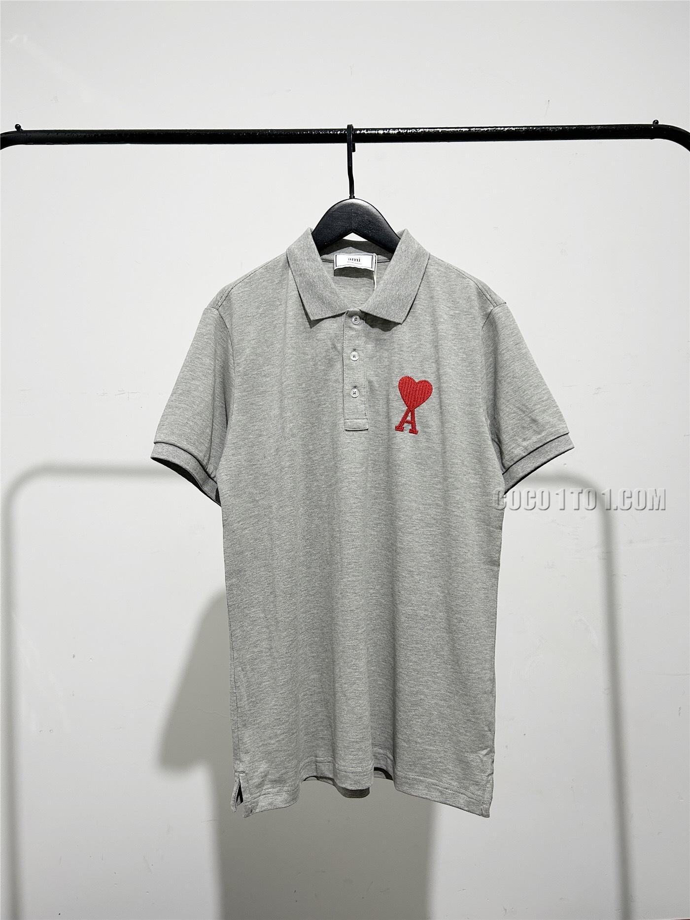 Ami Paris heart embroidered polo shirt short sleeve N051401