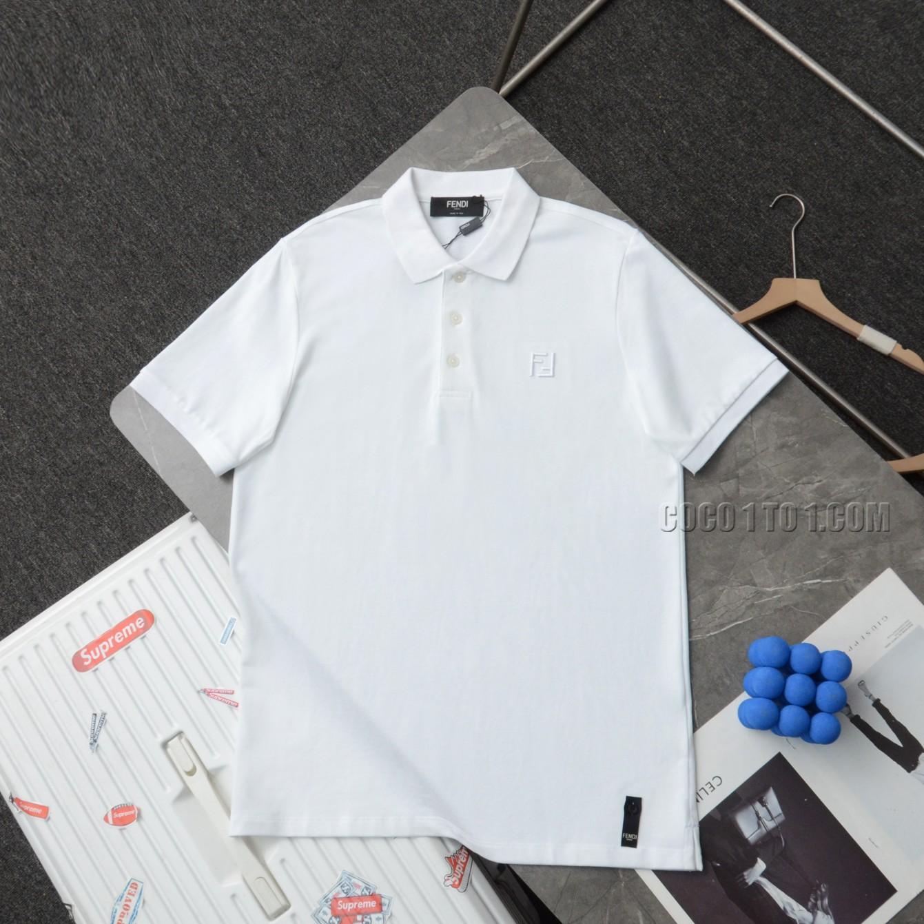 Fendi New Double F Embroidered Logo Casual Polo Shirt Short Sleeve T-Shirt N051401