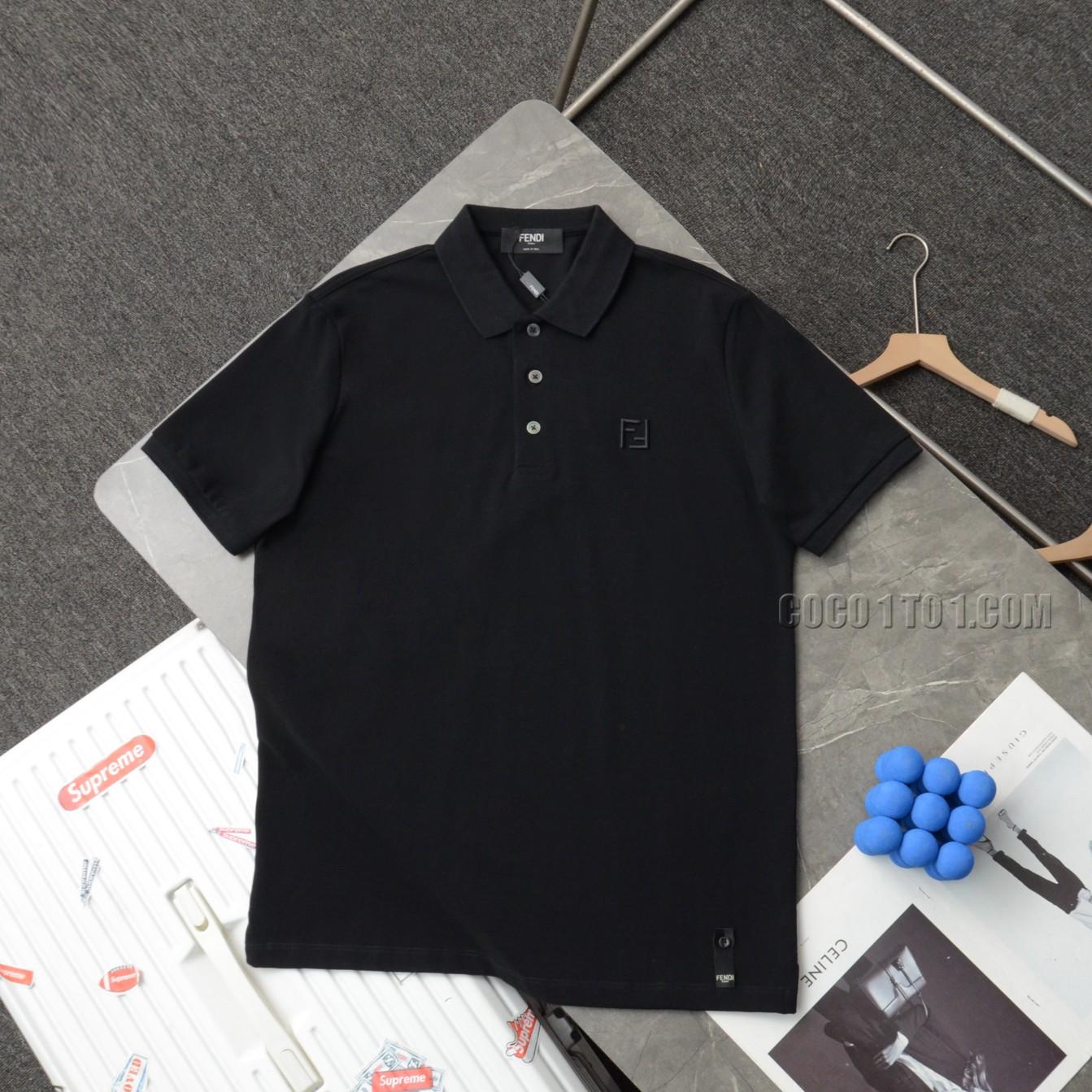 Fendi New Double F Embroidered Logo Casual Polo Shirt Short Sleeve T-Shirt N051401