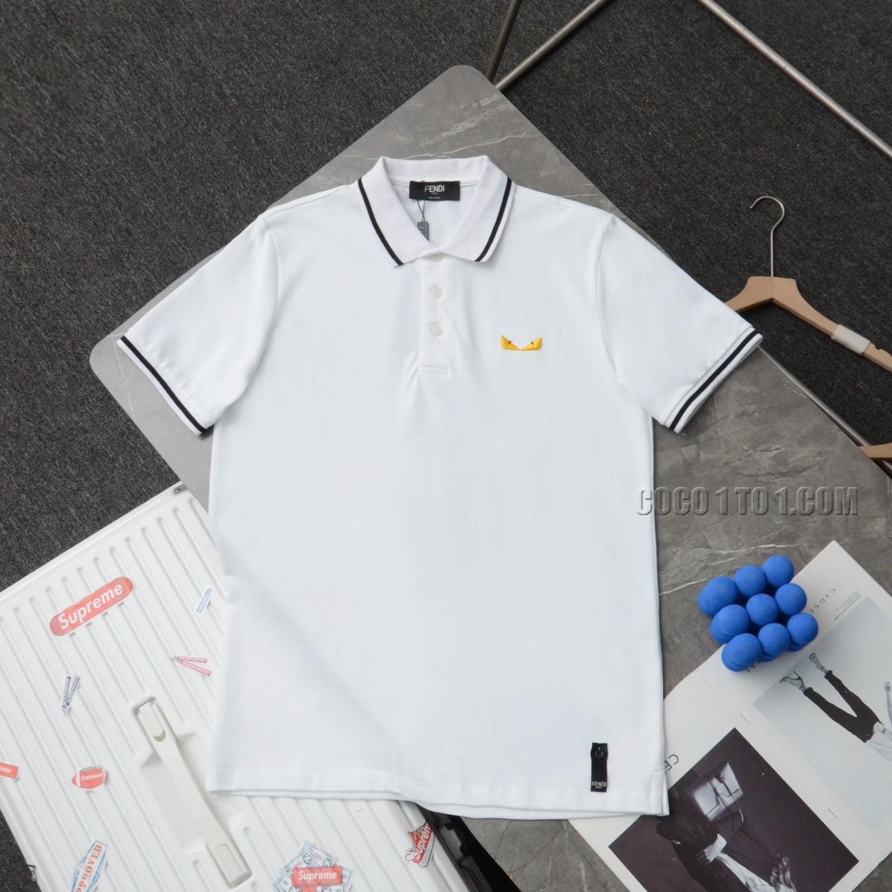 Fendi New Devil Eye Embroidered Logo Polo Shirt Short Sleeve T-Shirt N051401
