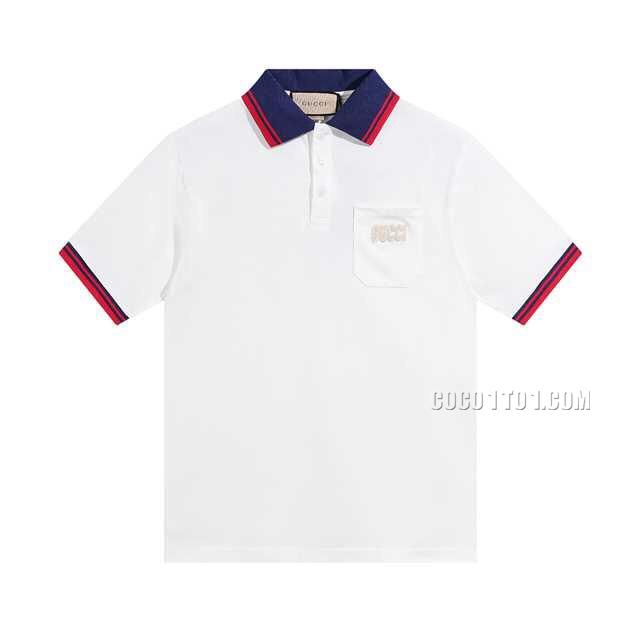 Gucci New GG Decor Animal Print Knitted Cotton Polo Shirt N051401